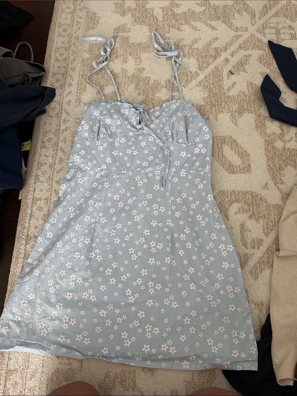 Sky Blue Daisy Tie-Strap Sundress